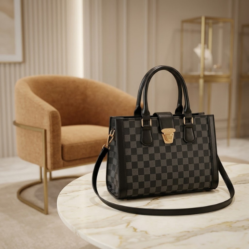 Black Check Hand Bag